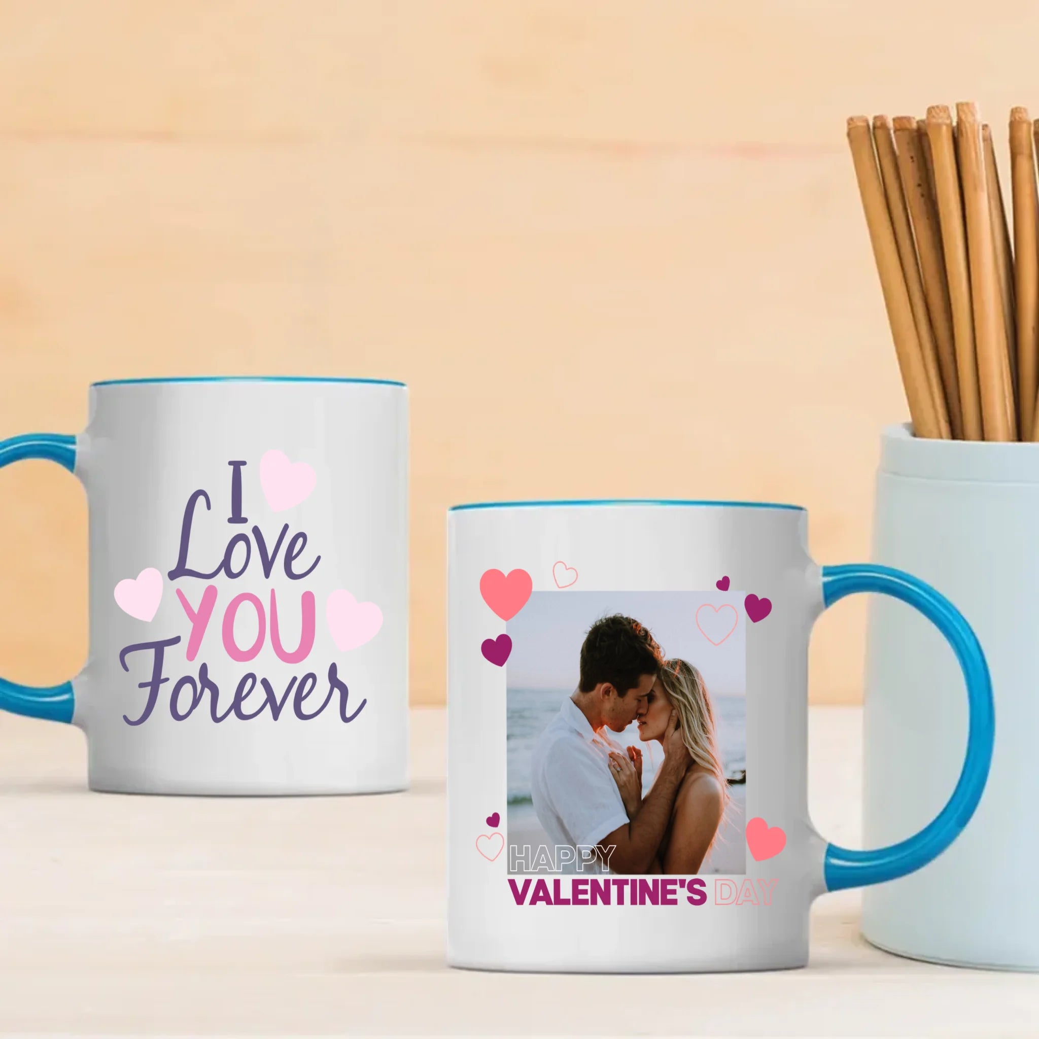 Love You Forever Custom Color-Trimmed Mug A Unique Valentine’s Day Gift for Your Loved One - 89Prints