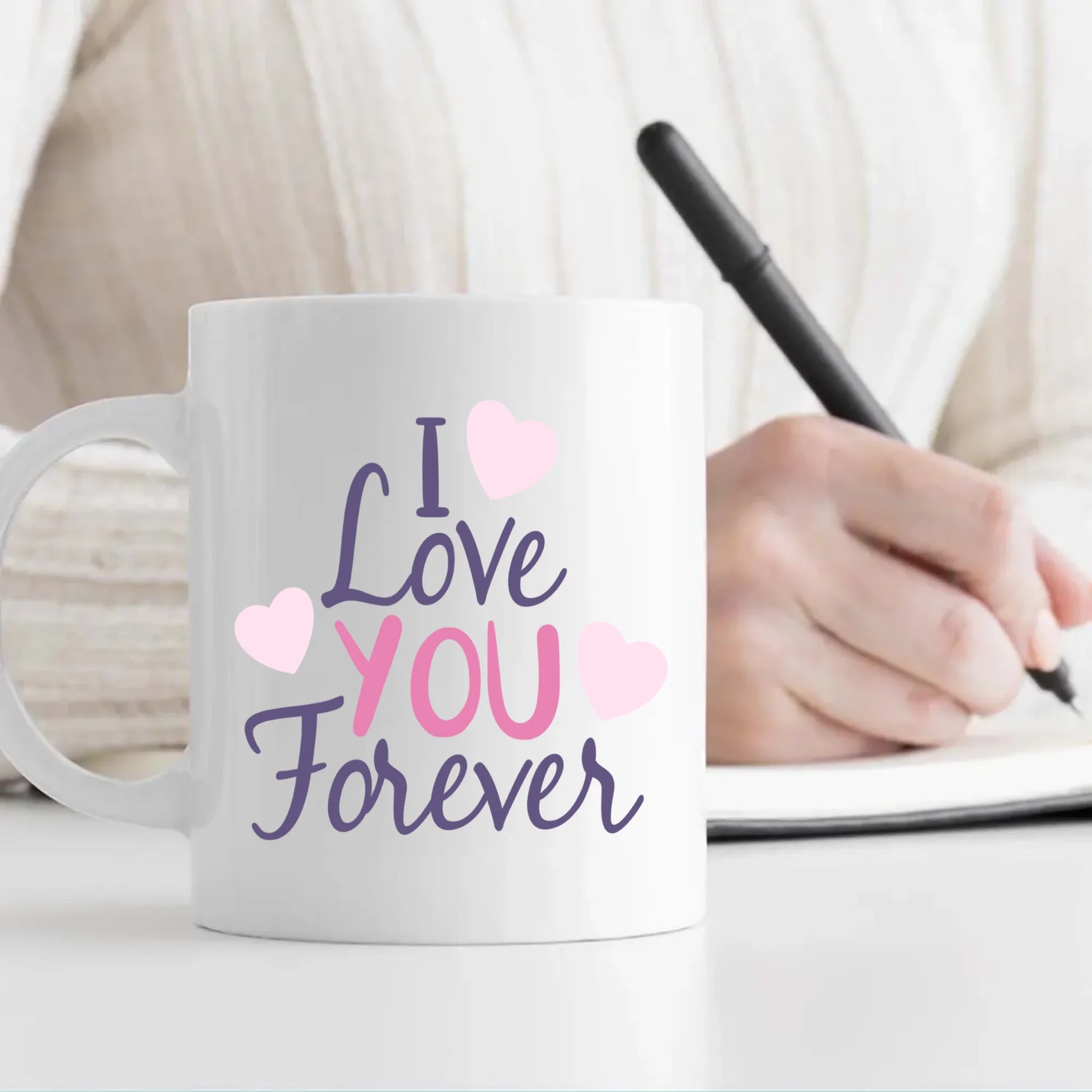 Love You Forever Custom Color-Trimmed Mug A Unique Valentine’s Day Gift for Your Loved One - 89Prints
