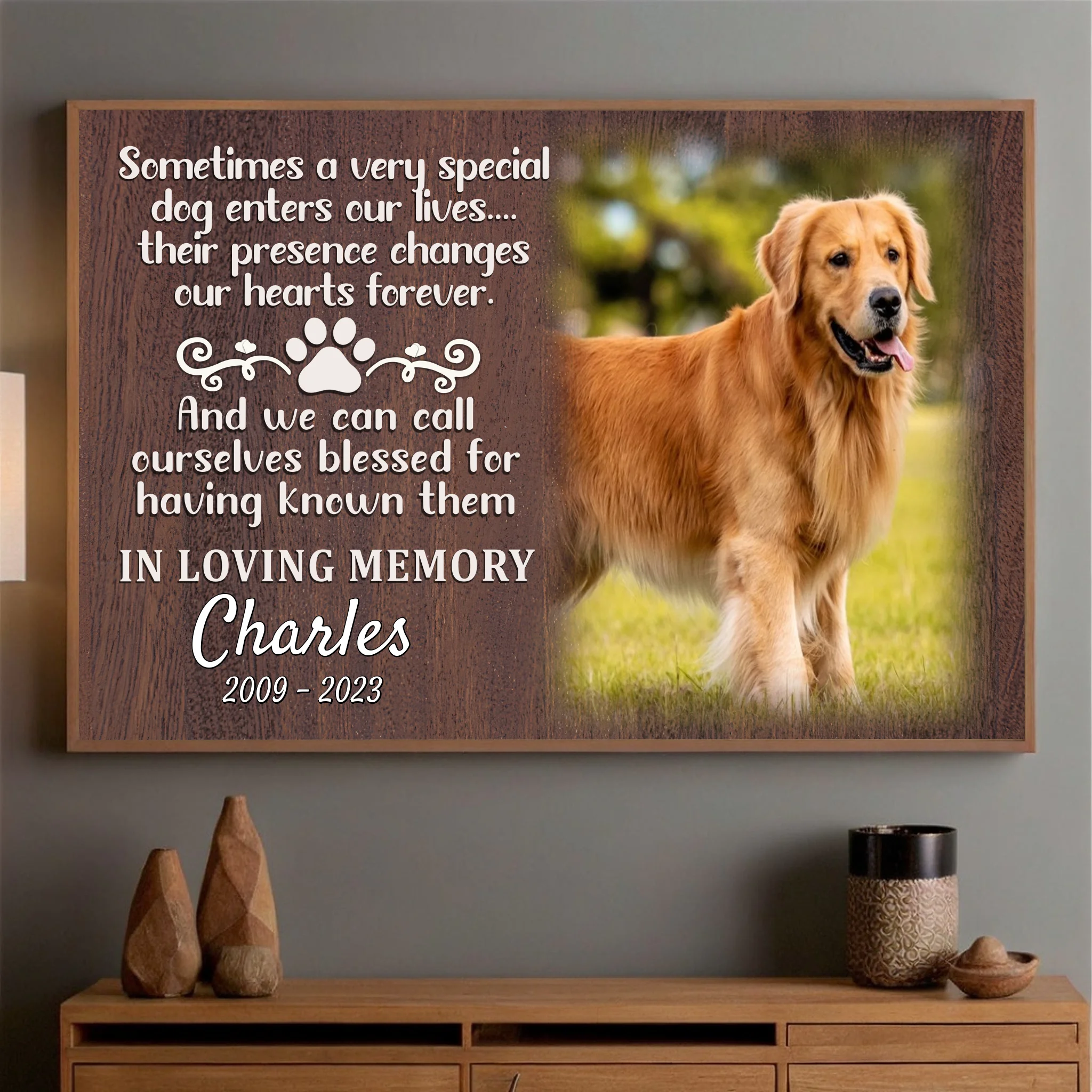 89Prints-Personalized Pet Memorial Poster – Forever in Our Hearts Tribute for Your Beloved Dog