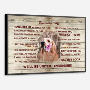 Custom Pet Memorial Poster – Remember Me with Smiles Tribute by 89Prints