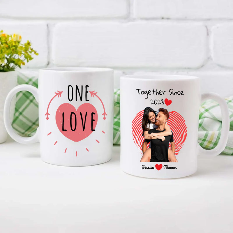 One Love and Together Since Couple Photo Mug A Custom Romantic Gift for Couples  -  89Ptints