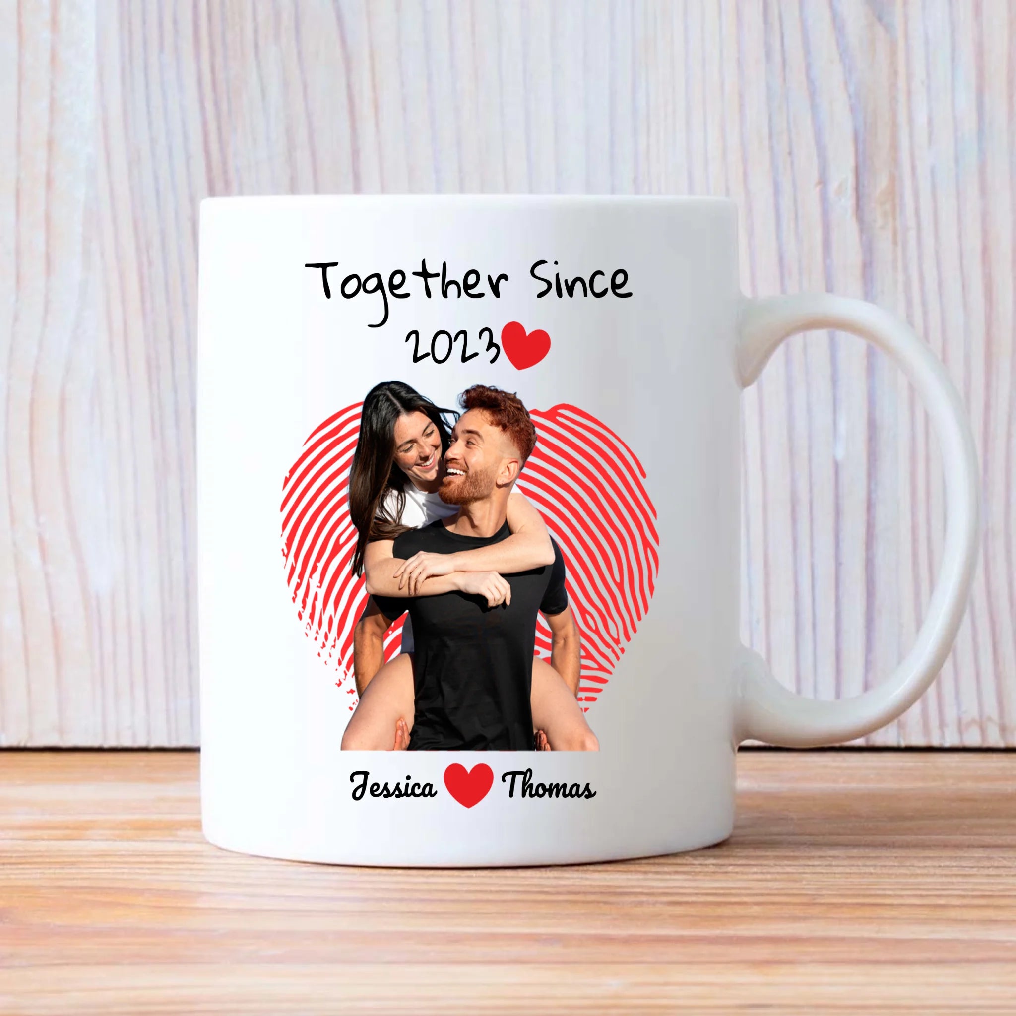 One Love and Together Since Couple Photo Mug A Custom Romantic Gift for Couples  -  89Ptints