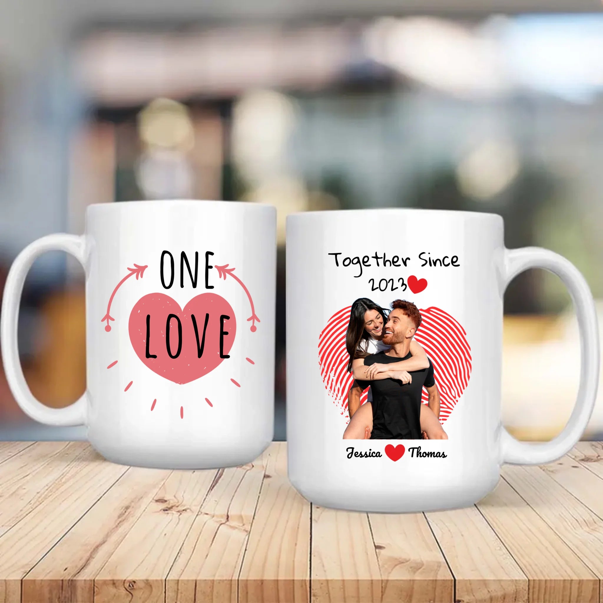 One Love and Together Since Couple Photo Mug A Custom Romantic Gift for Couples  -  89Ptints