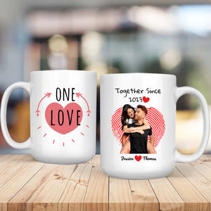 One Love and Together Since Couple Photo Mug A Custom Romantic Gift for Couples  -  89Ptints