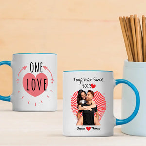 One Love and Together Since Couple Photo Mug A Custom Romantic Gift for Couples  -  89Ptints