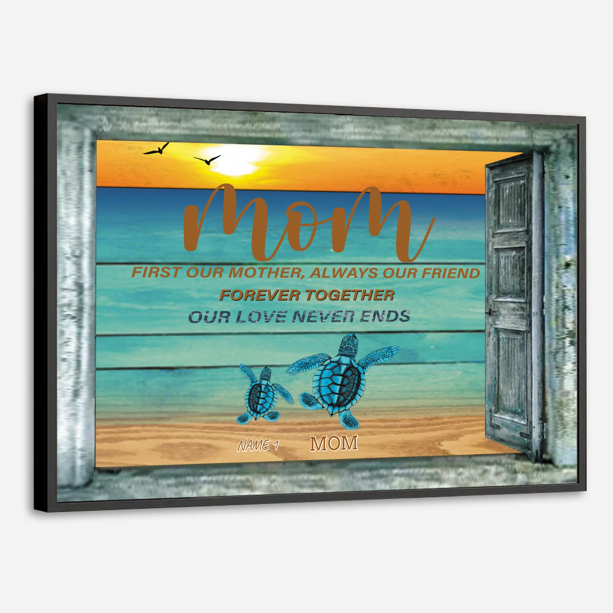 Celebrate a Mother’s Ocean-Like Love – Custom Turtle Poster Gift for Her - 89Prints