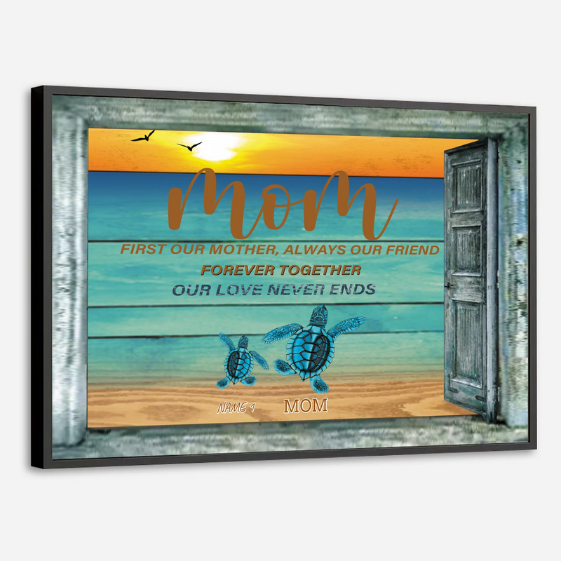 Celebrate a Mother’s Ocean-Like Love – Custom Turtle Poster Gift for Her - 89Prints