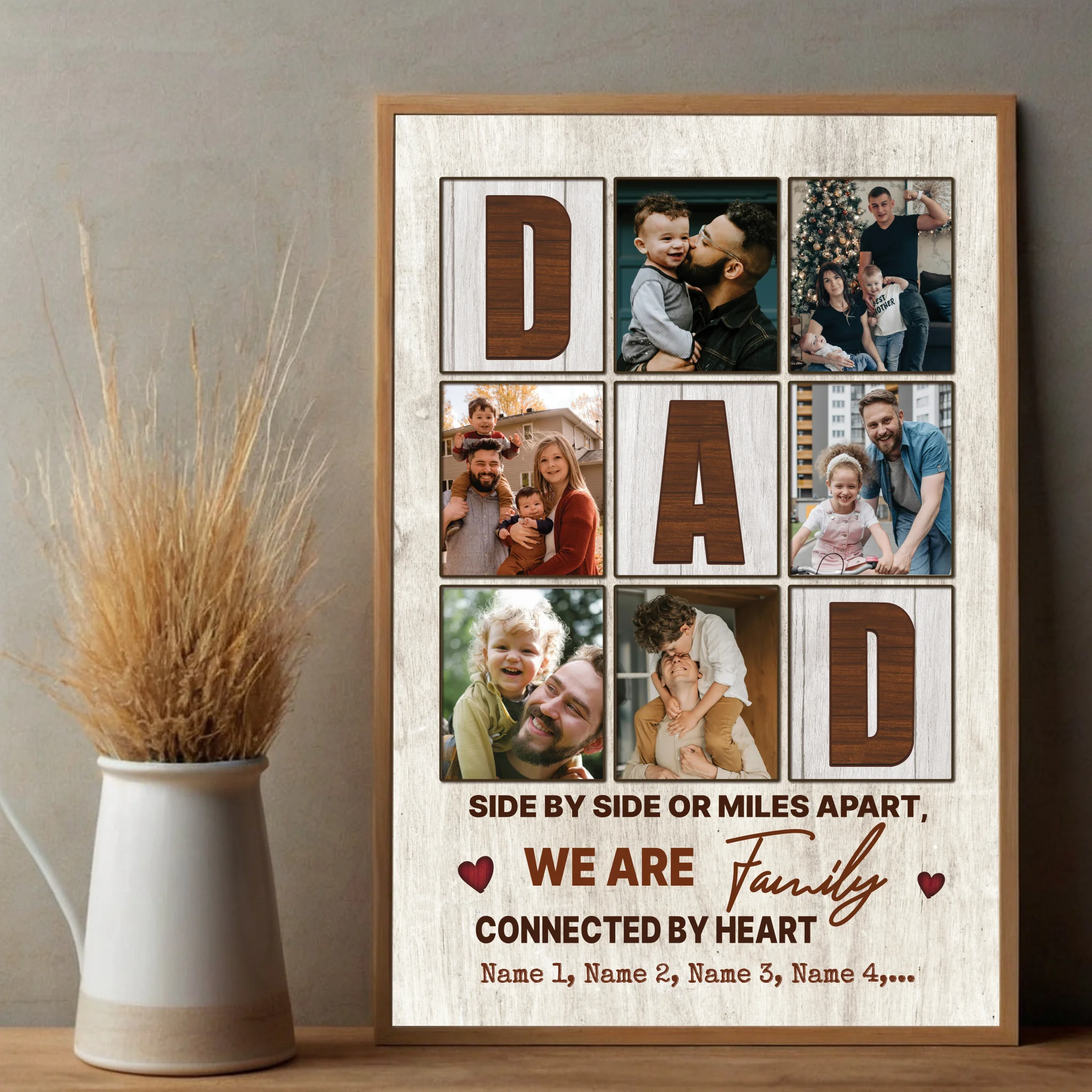 Custom Family Poster – Side by Side or Miles Apart, Connected by Heart - 89Prints