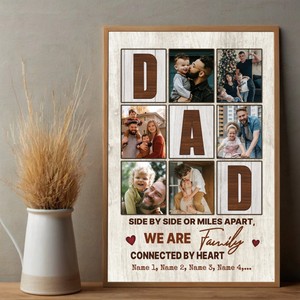 Custom Family Poster – Side by Side or Miles Apart, Connected by Heart - 89Prints