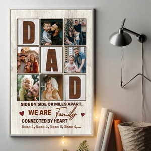 Custom Family Poster – Side by Side or Miles Apart, Connected by Heart - 89Prints