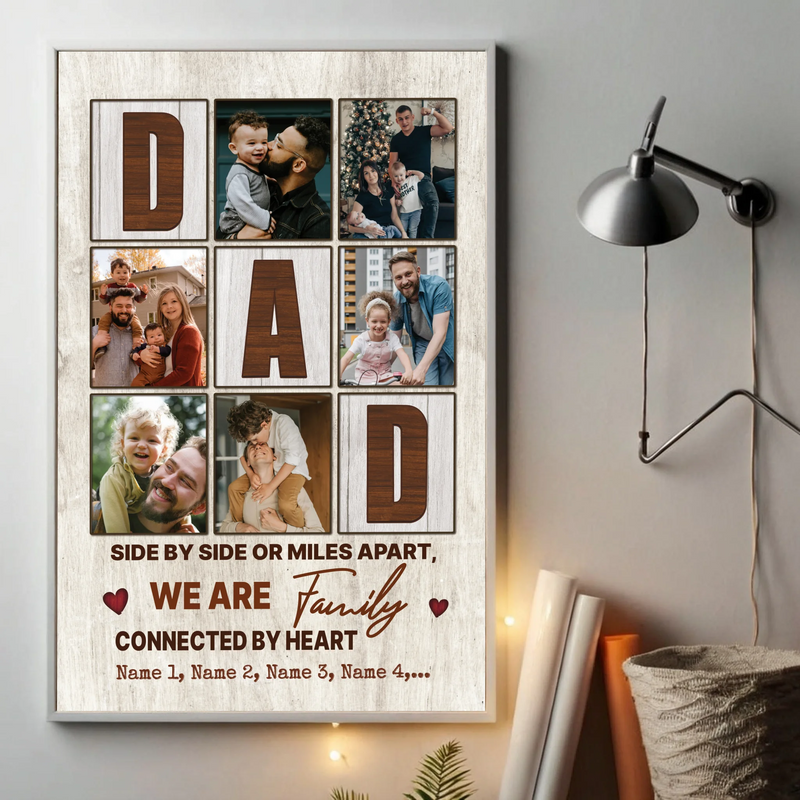 Custom Family Poster – Side by Side or Miles Apart, Connected by Heart - 89Prints