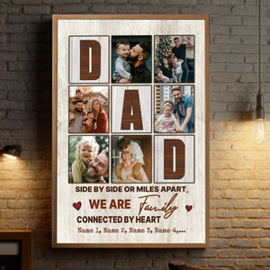 Custom Family Poster – Side by Side or Miles Apart, Connected by Heart - 89Prints