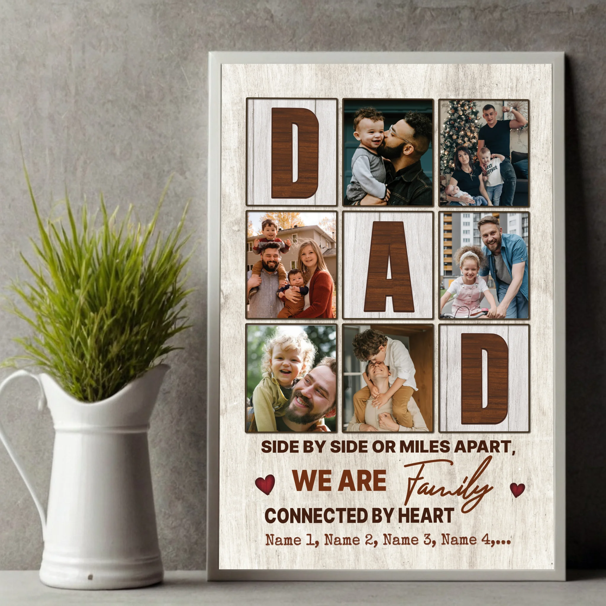 Custom Family Poster – Side by Side or Miles Apart, Connected by Heart - 89Prints