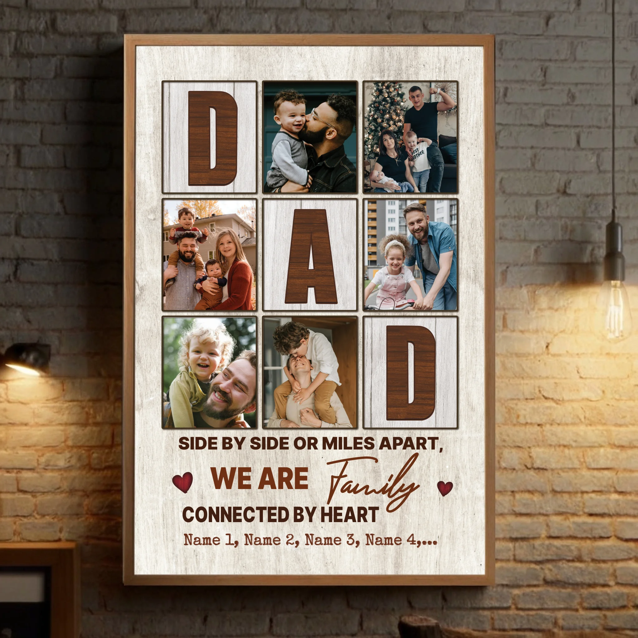 Custom Family Poster – Side by Side or Miles Apart, Connected by Heart - 89Prints