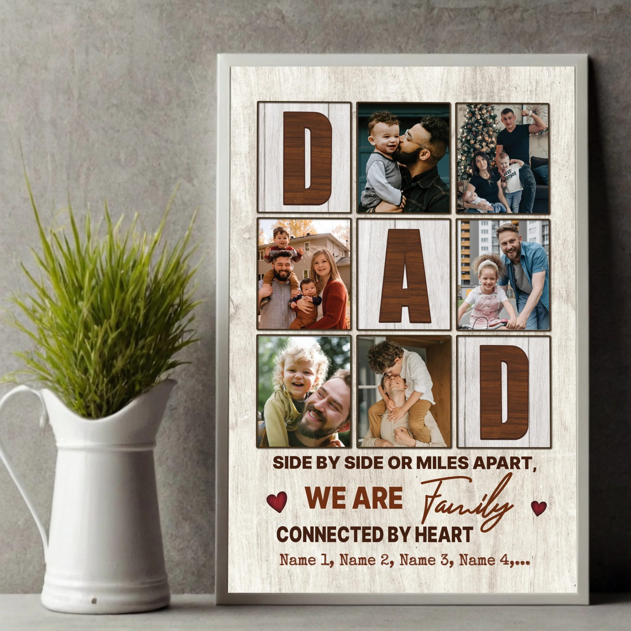 Custom Family Poster – Side by Side or Miles Apart, Connected by Heart - 89Prints