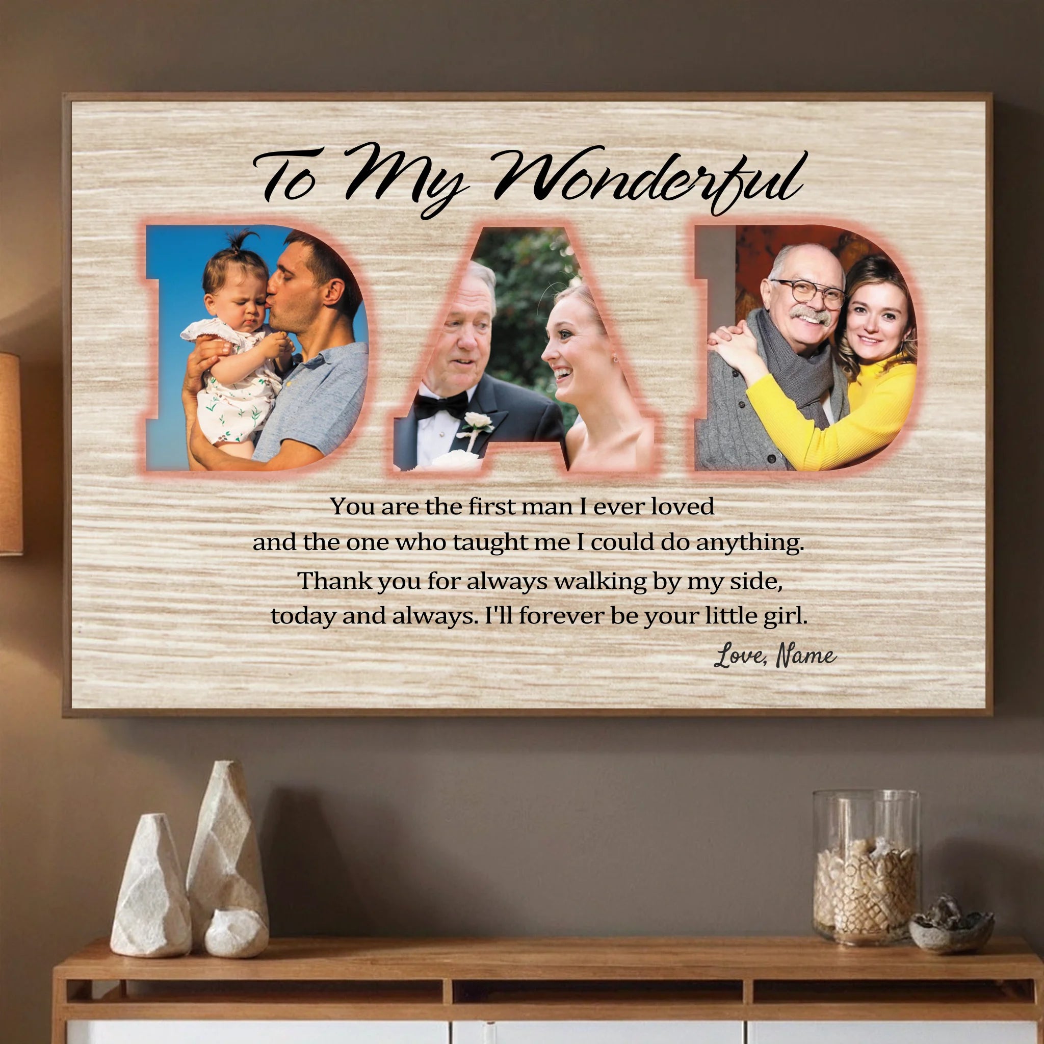 Personalized Fathers Poster Gift Forever Your Little Girl Message from Daughter - 89Prints
