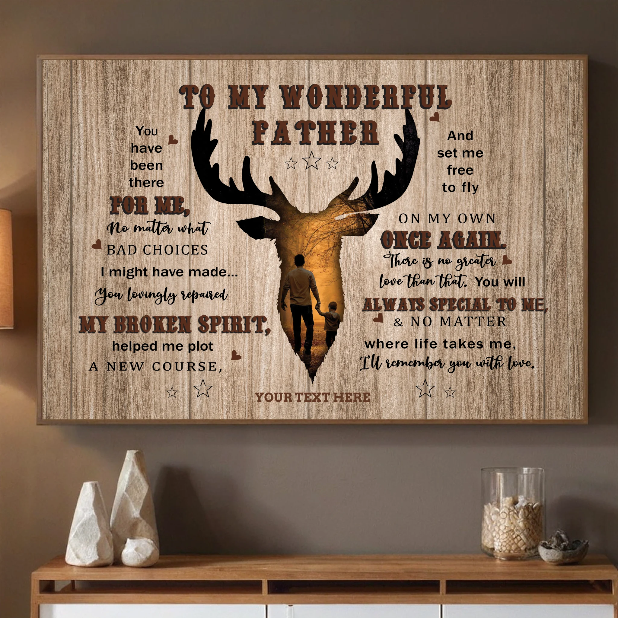 DadPoster-0046aTo My Wonderful Father Personalized Deer Themed Poster for Dad - 89Prints