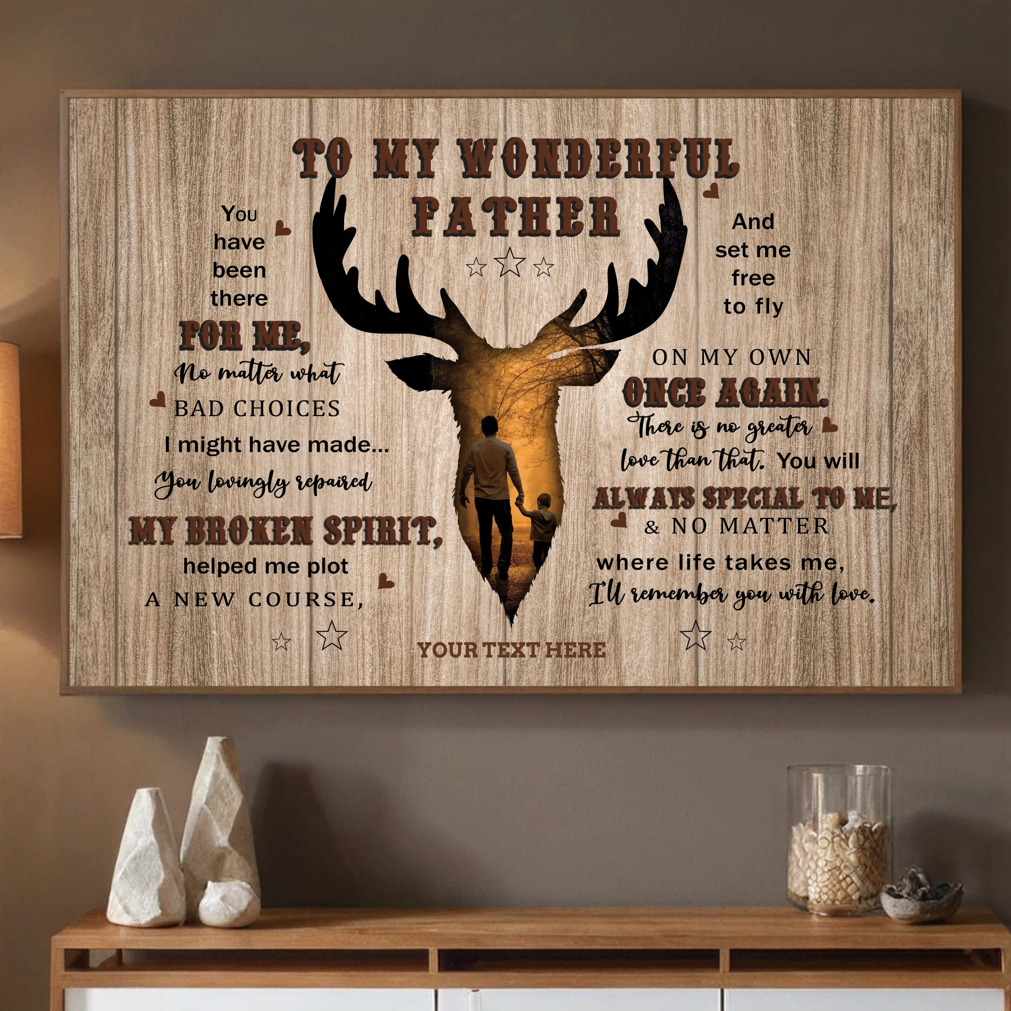 DadPoster-0046aTo My Wonderful Father Personalized Deer Themed Poster for Dad - 89Prints