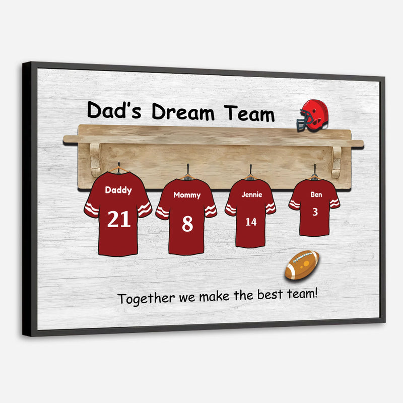 Dads Dream Team Custom Soccer Jersey Poster from 89Prints with #1 Quality