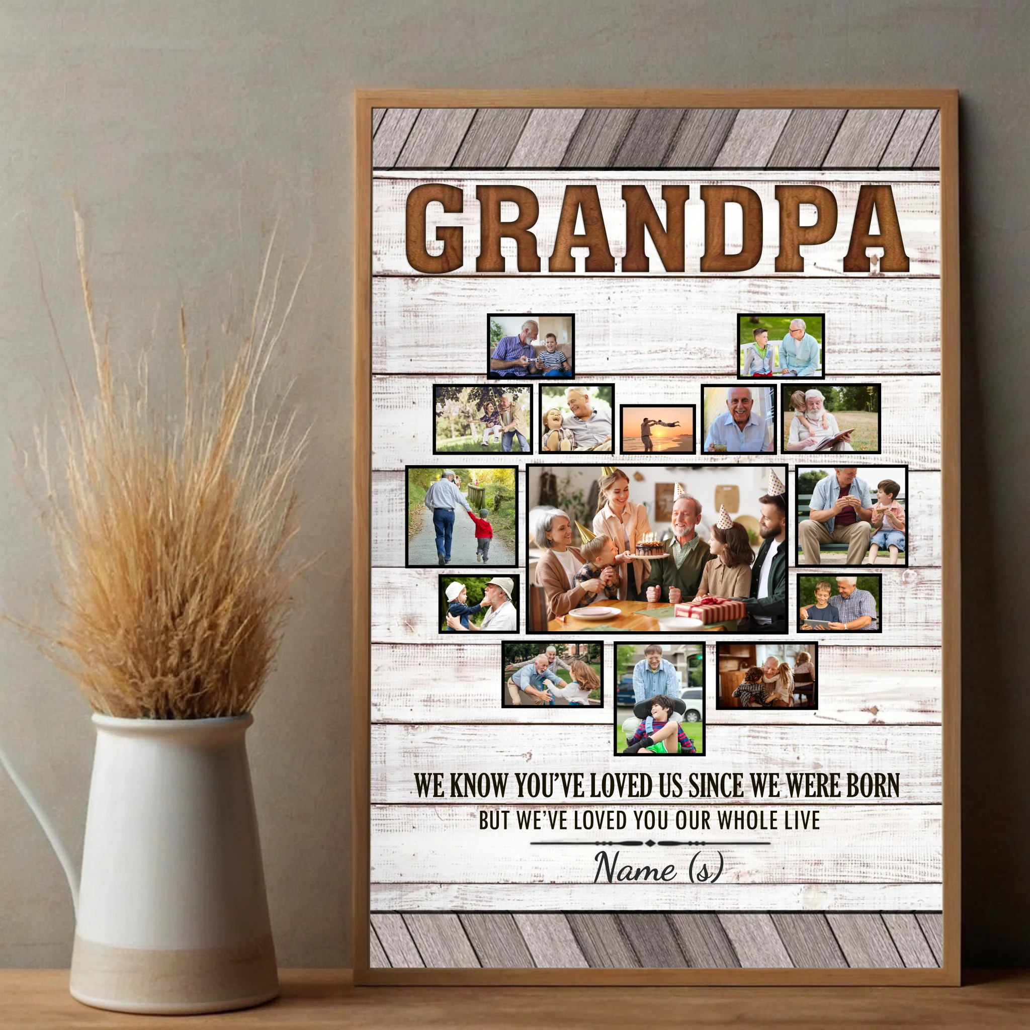 Heartfelt Grandfather Custom Poster – Personalize with 15 Photos - 89Prints