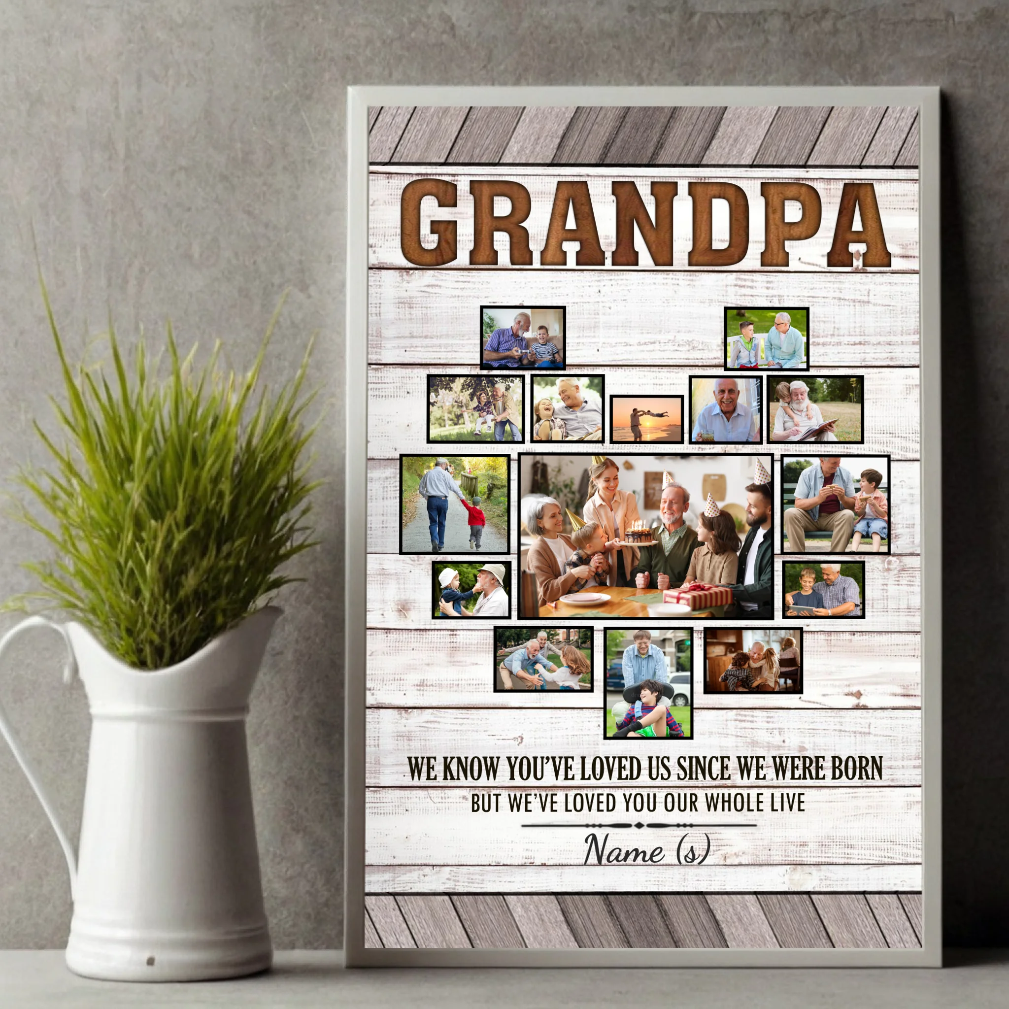Heartfelt Grandfather Custom Poster – Personalize with 15 Photos - 89Prints