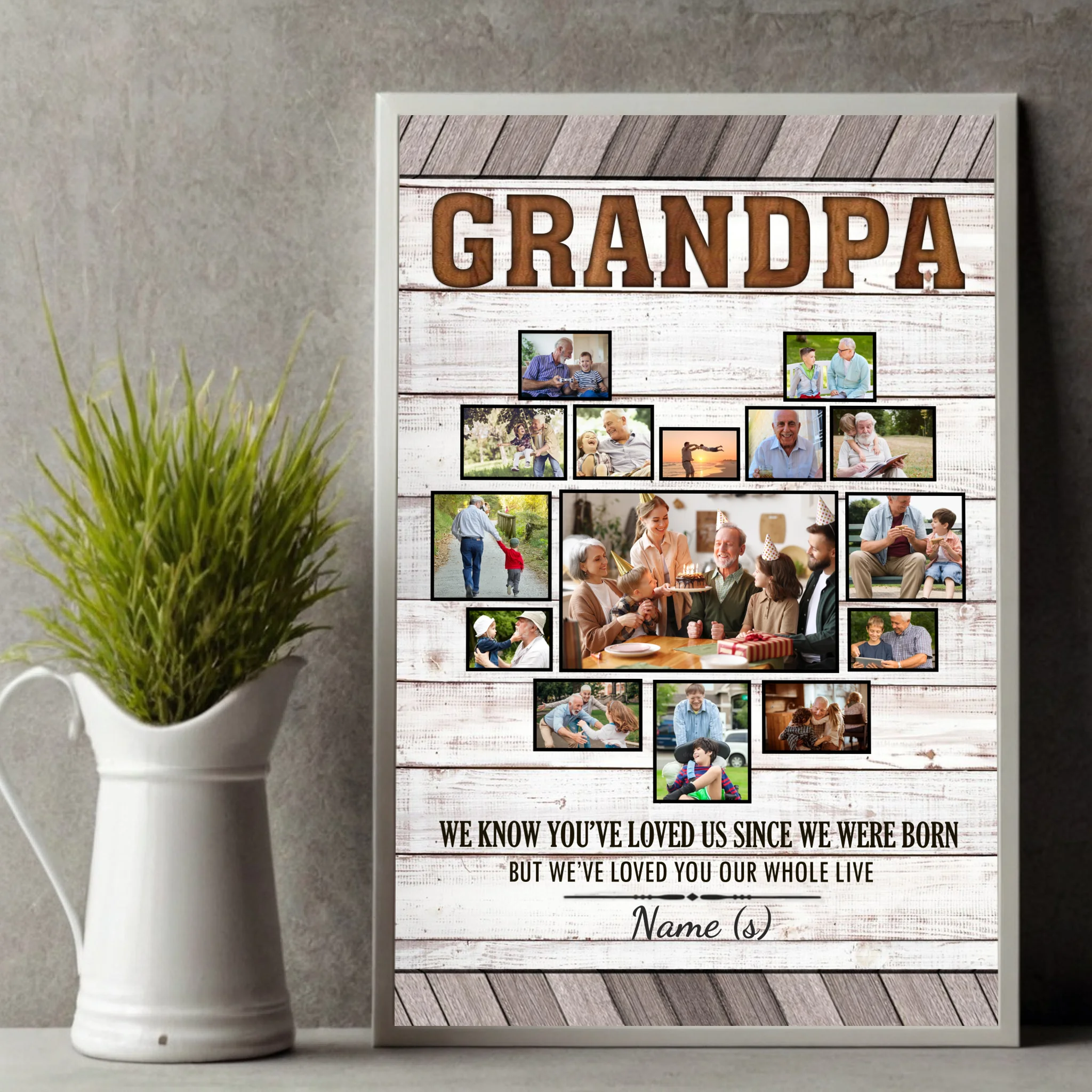 Heartfelt Grandfather Custom Poster – Personalize with 15 Photos - 89Prints