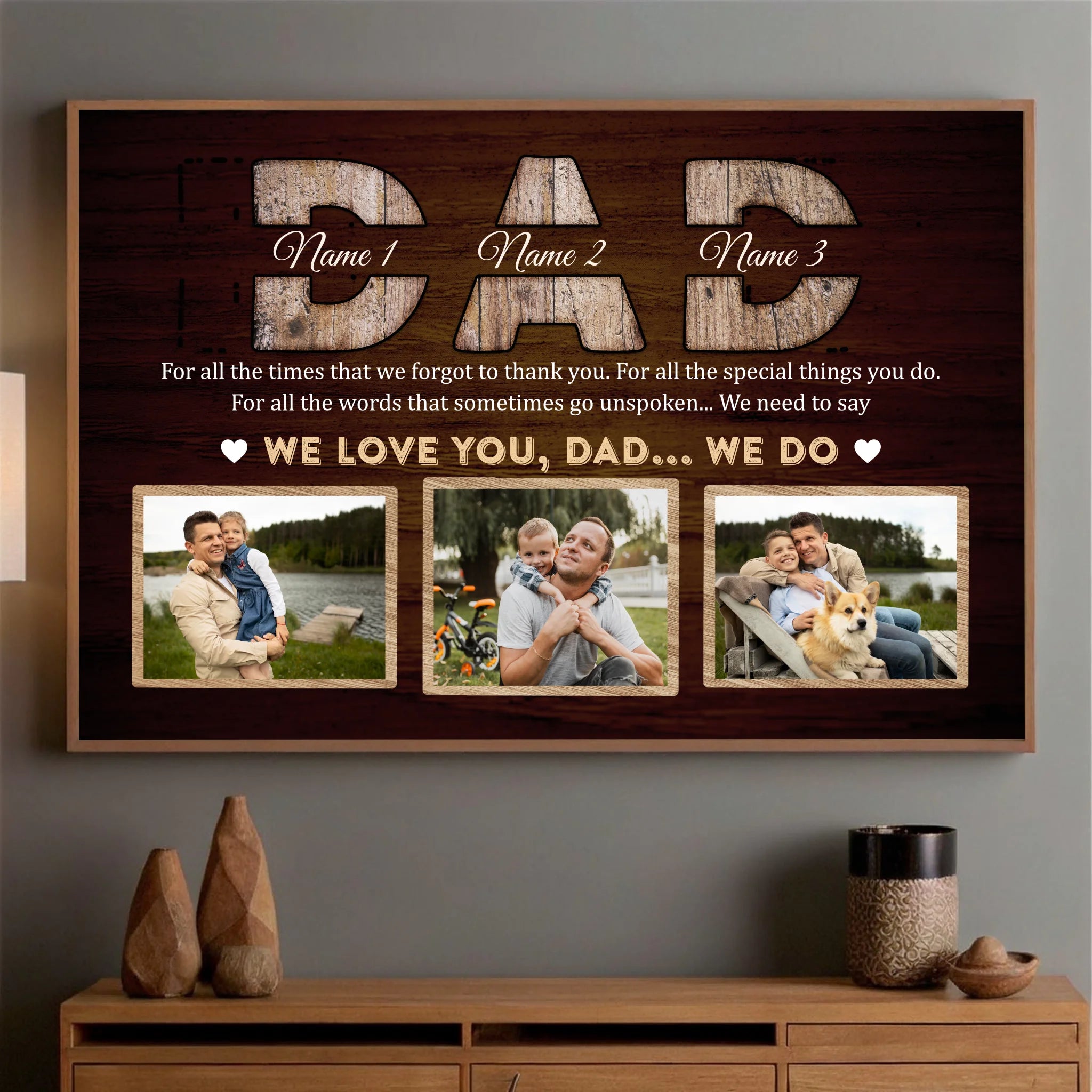 Custom We Love You Dad Poster – Family Photo and Name Personalized Gift - 89Prints