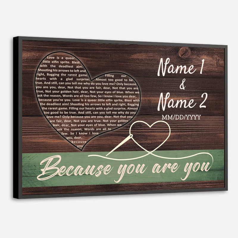 Because You Are You – A Thoughtful Personalized Gift for Couples to Celebrate Their Unique Bond - 89Prints