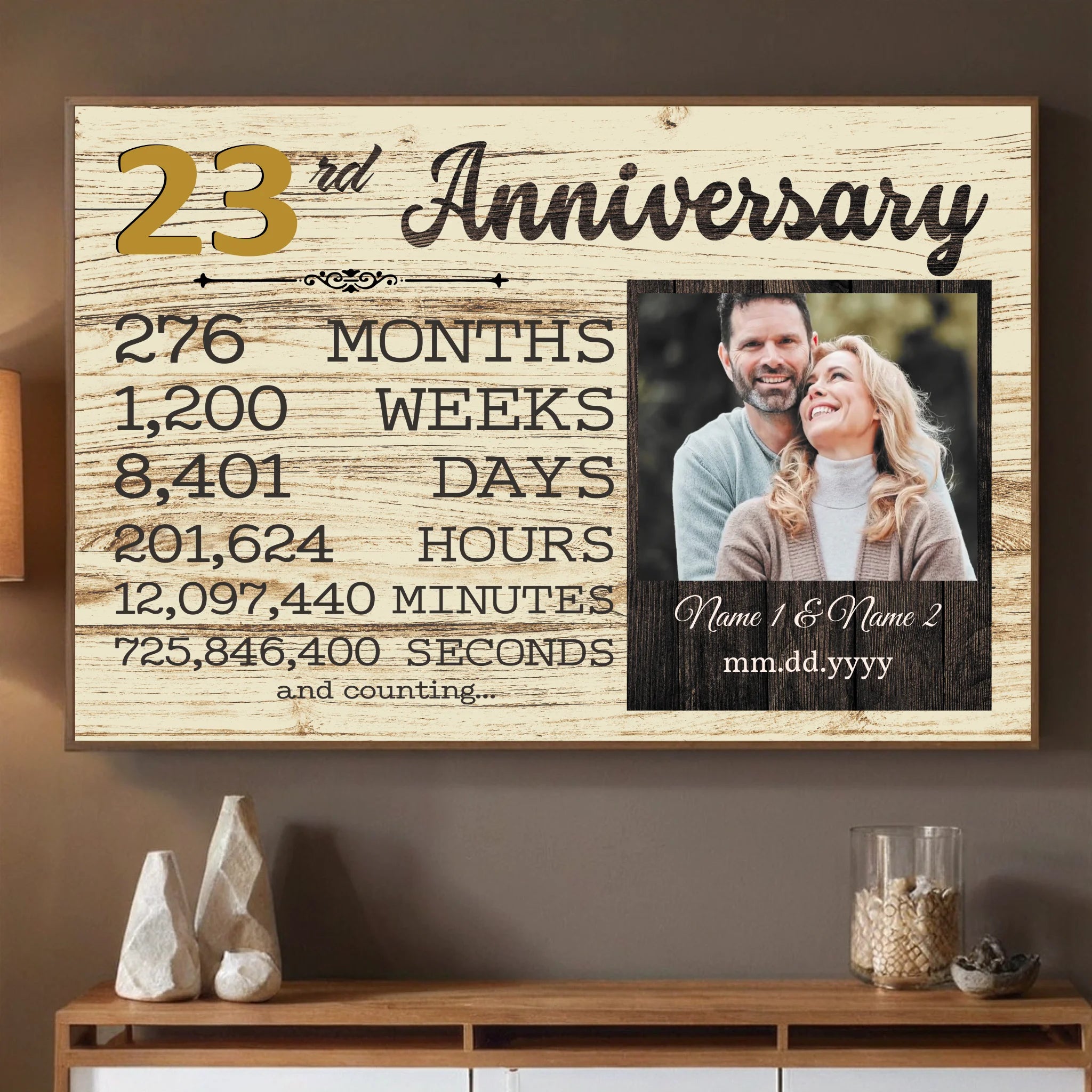 Personalized 23rd Anniversary – Custom Photo & Name Art for a Unique Celebration - 89Prints