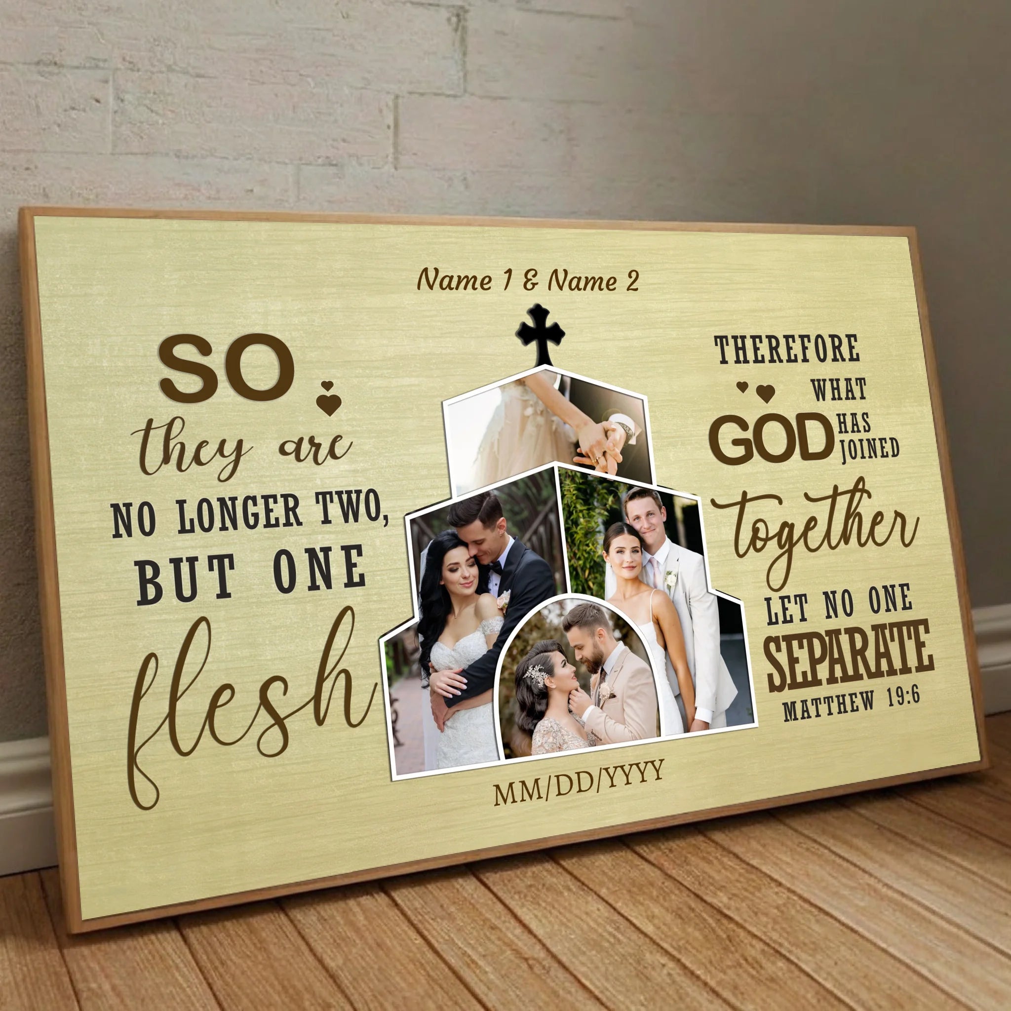 So They Are No Longer Two, But One Flesh – A Personalized Christian Wedding Poster - 89Prints