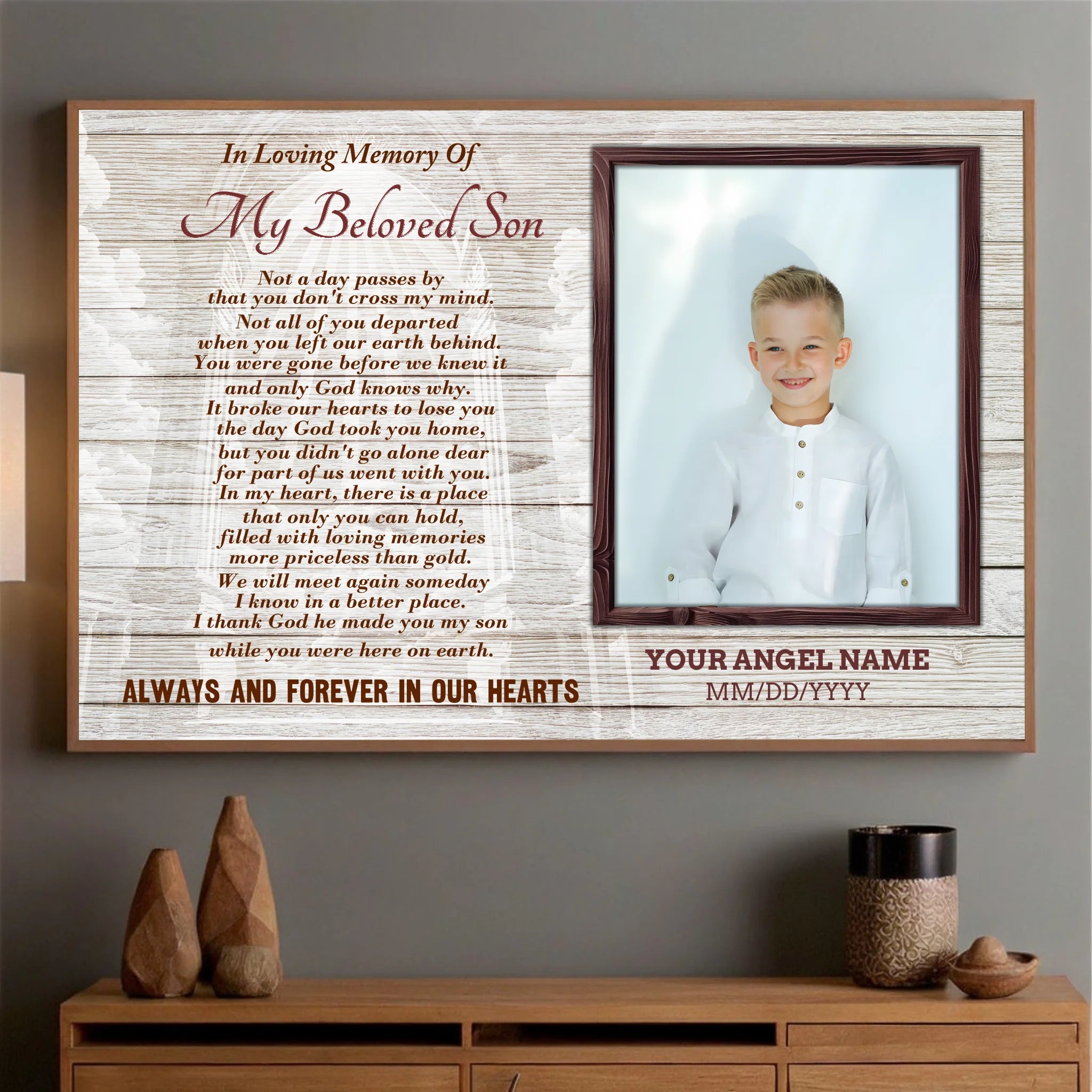 Customizable Poster for Your Beloved Son – Cherish His Memory Forever - 89Prints