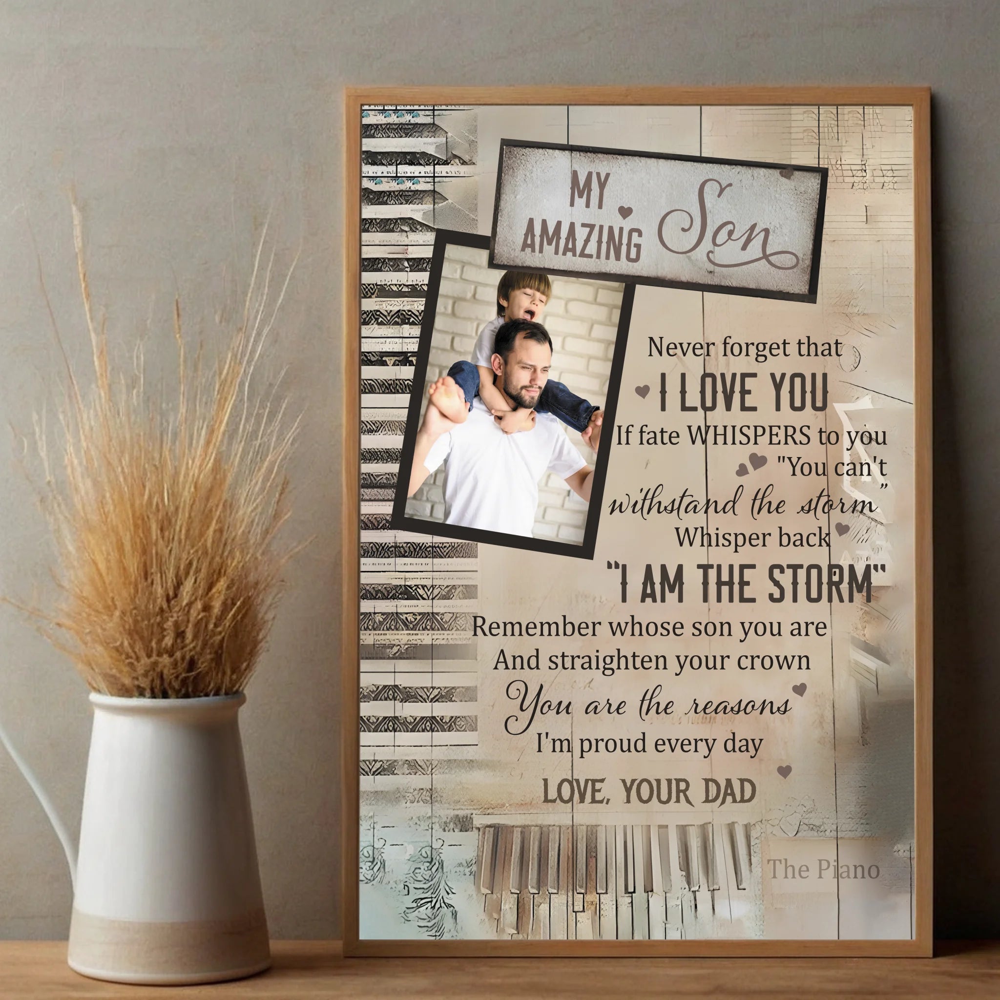 Empowering Personalized Poster for Your Son – Strength, Courage & Love - 89Prints
