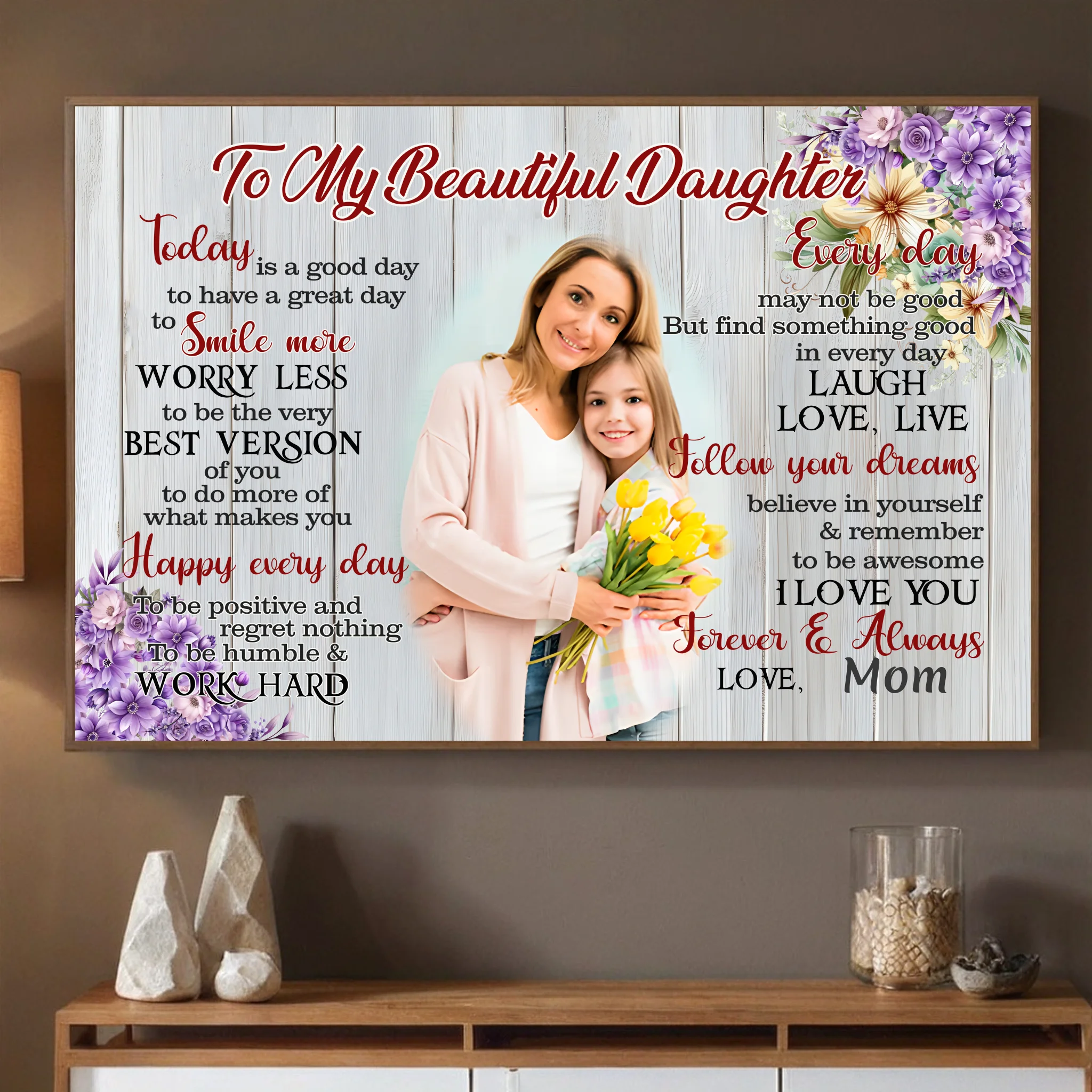Personalized Motivational Poster from Mom to Daughter – Brighten Her Day -89Prints