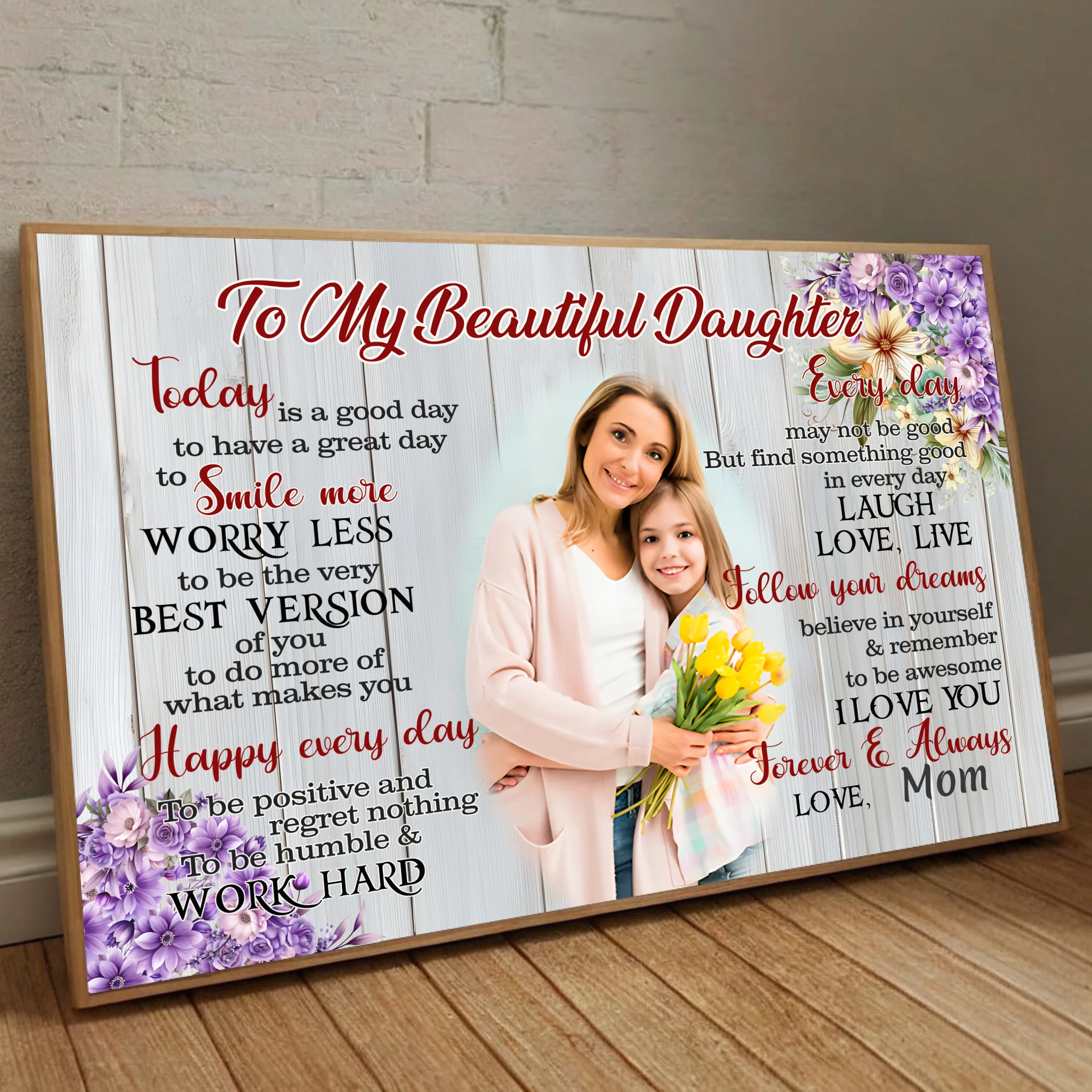 Personalized Motivational Poster from Mom to Daughter – Brighten Her Day -89Prints