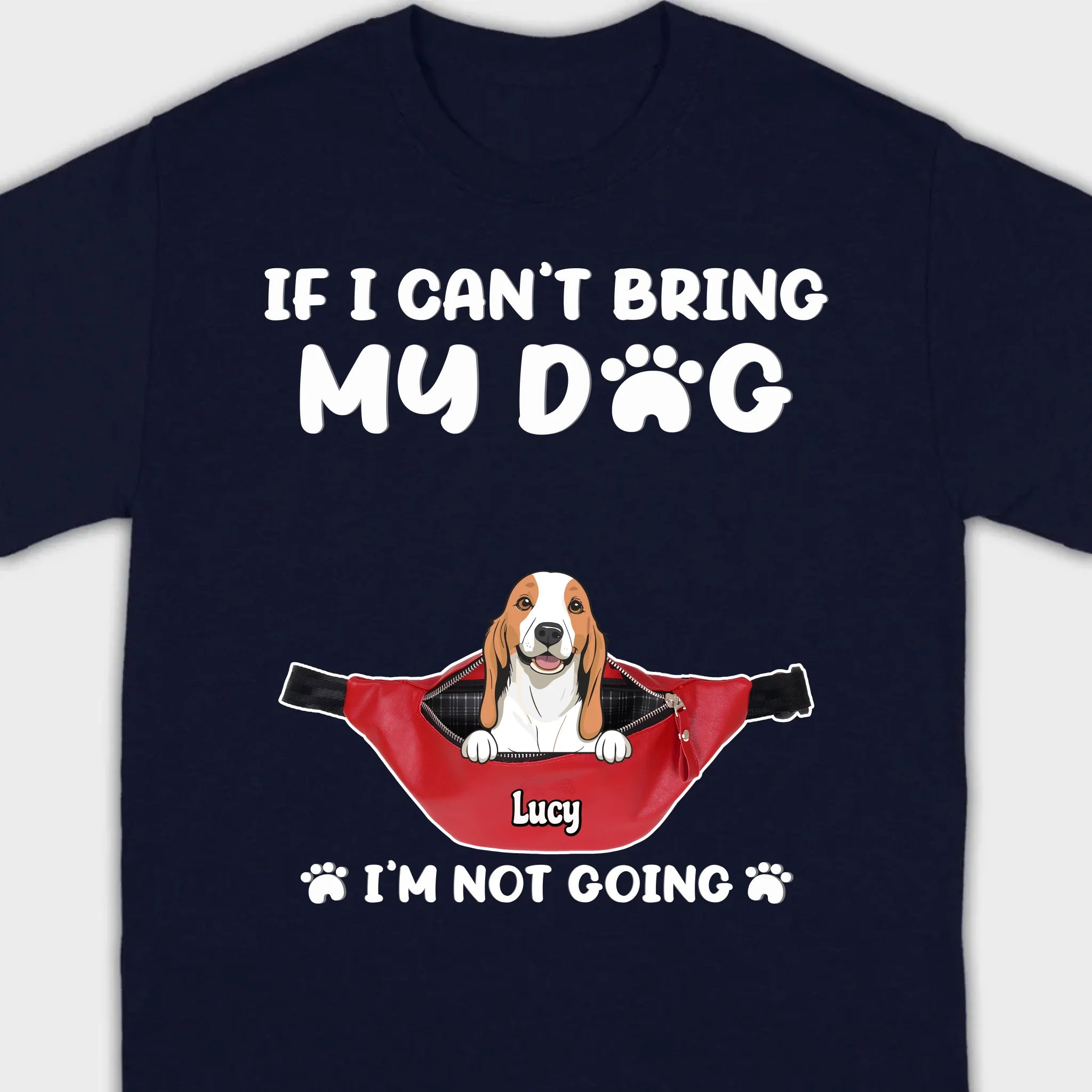 Custom Dog Icon & Name T-Shirt – 'If I Can’t Bring My Dog' – 89Prints