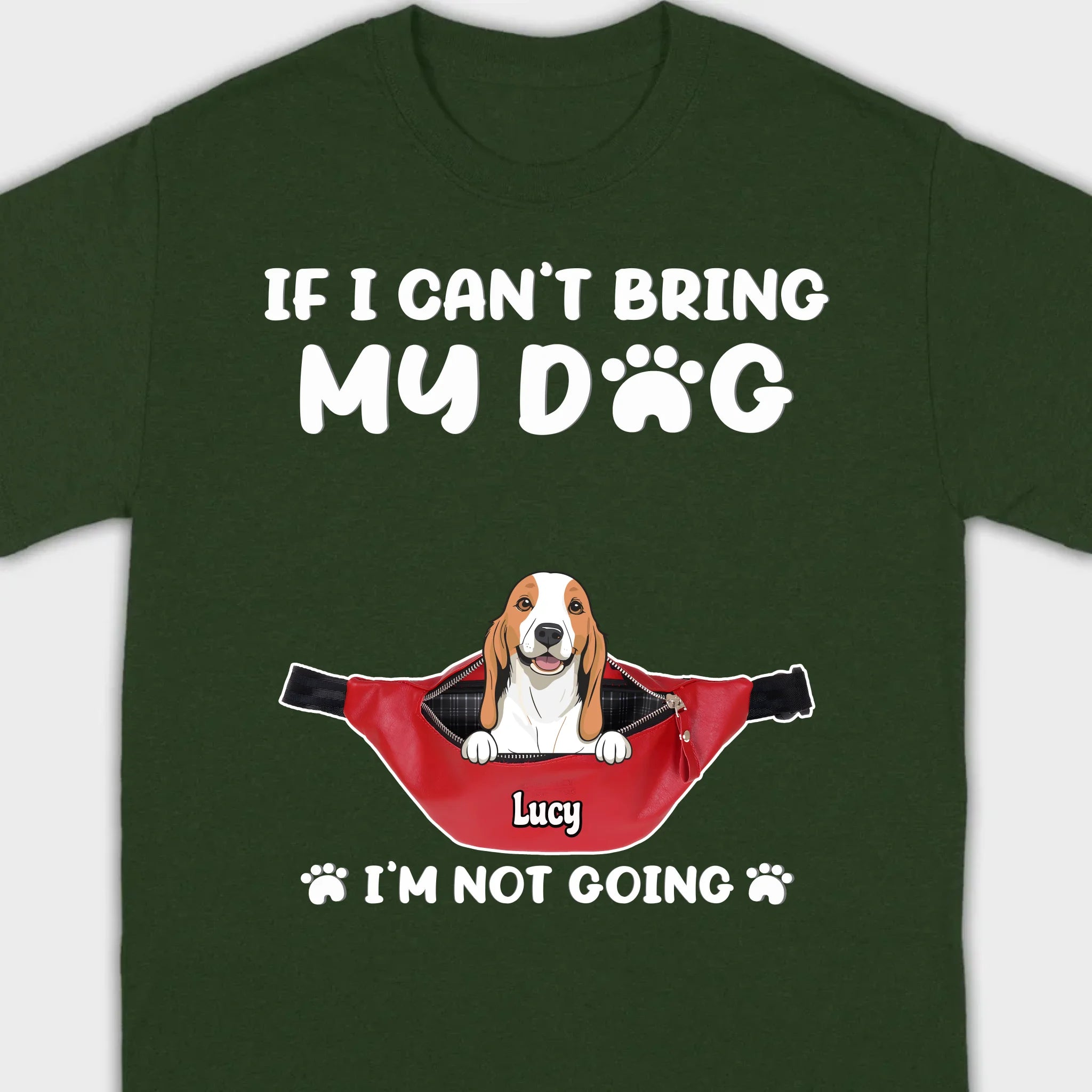 Custom Dog Icon & Name T-Shirt – 'If I Can’t Bring My Dog' – 89Prints