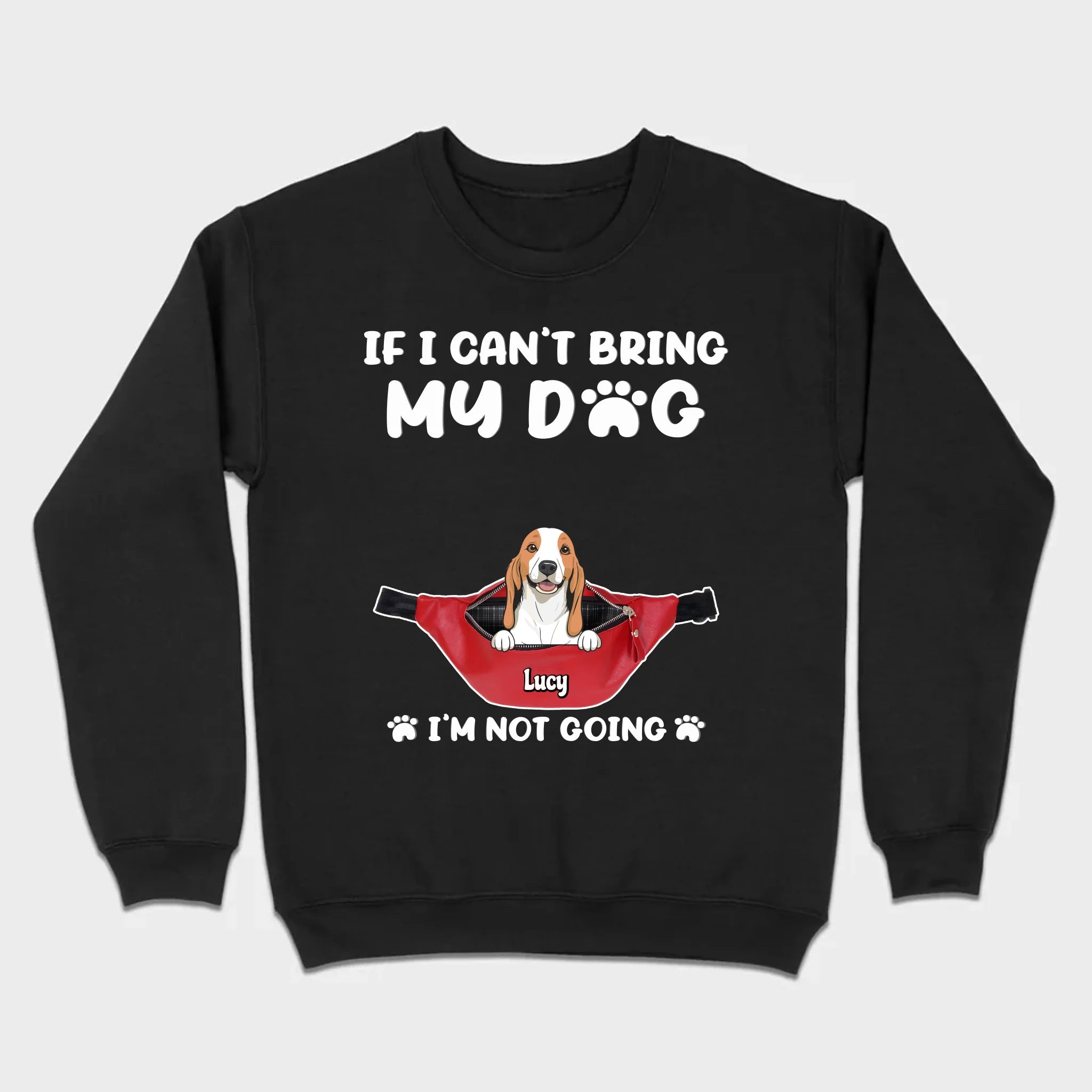 Custom Dog Icon & Name T-Shirt – 'If I Can’t Bring My Dog' – 89Prints