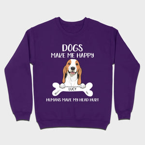 Custom Dog T-Shirt – 'Dogs Make Me Happy, Humans Make My Head Hurt' – 89Prints