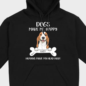 Custom Dog T-Shirt – 'Dogs Make Me Happy, Humans Make My Head Hurt' – 89Prints