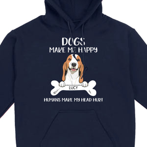 Custom Dog T-Shirt – 'Dogs Make Me Happy, Humans Make My Head Hurt' – 89Prints