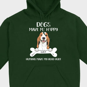 Custom Dog T-Shirt – 'Dogs Make Me Happy, Humans Make My Head Hurt' – 89Prints