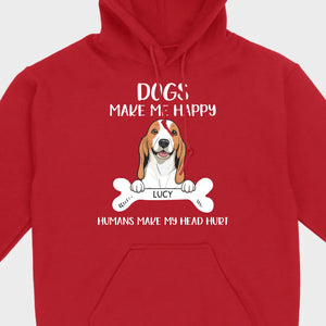 Custom Dog T-Shirt – 'Dogs Make Me Happy, Humans Make My Head Hurt' – 89Prints