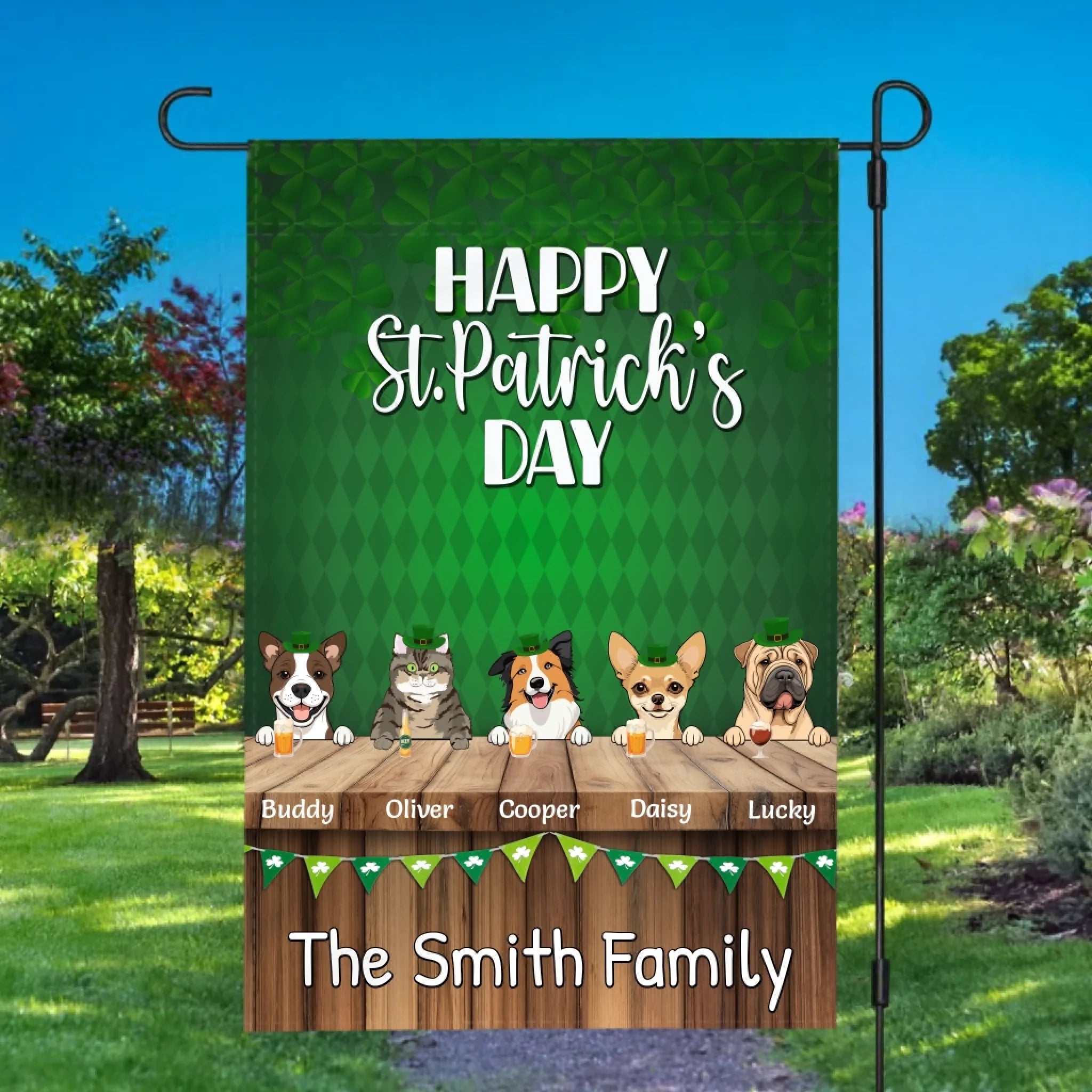 Custom St. Patrick's Day Dog Flag – Personalized Icons & Names | 89Prints