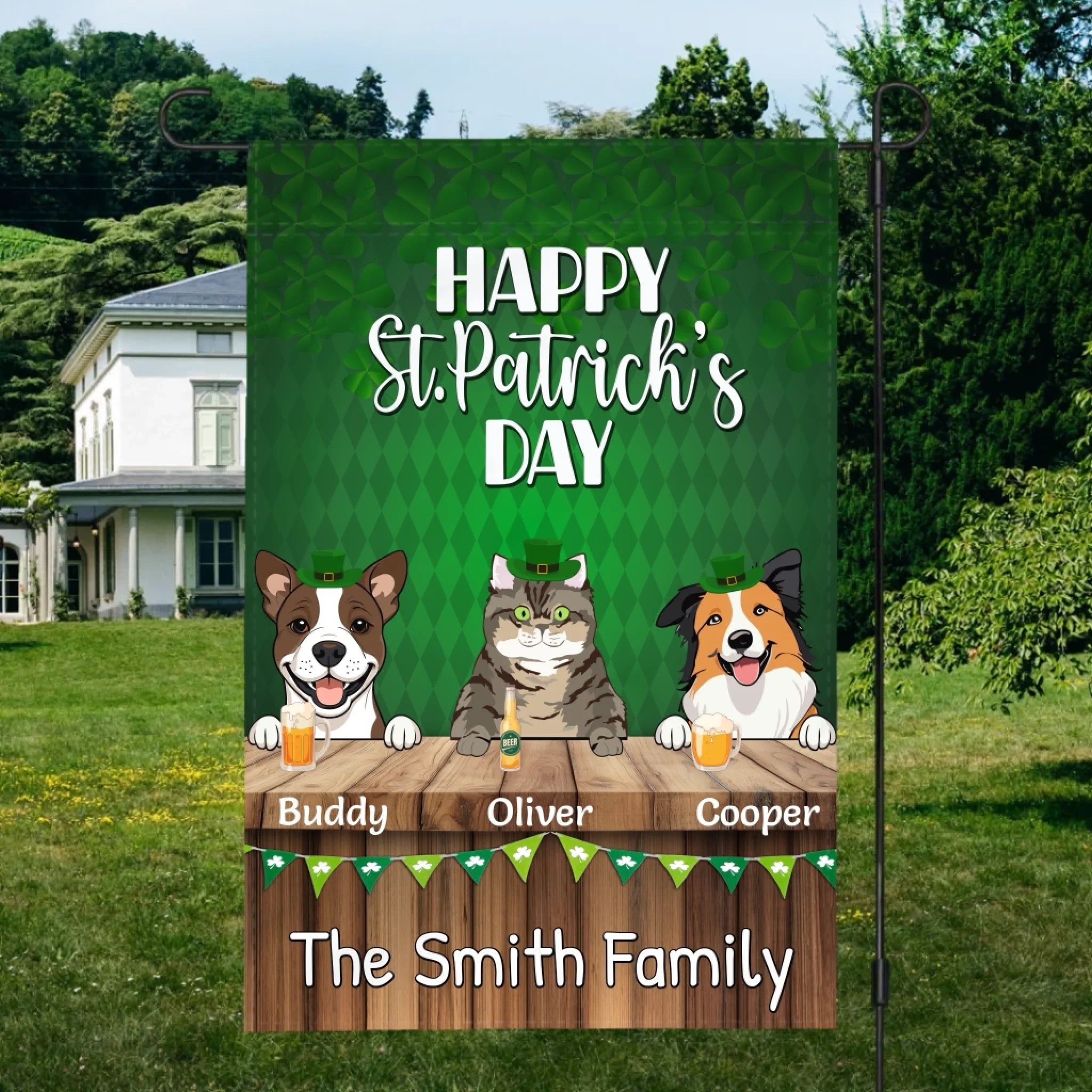 Custom St. Patrick's Day Dog Flag – Personalized Icons & Names | 89Prints