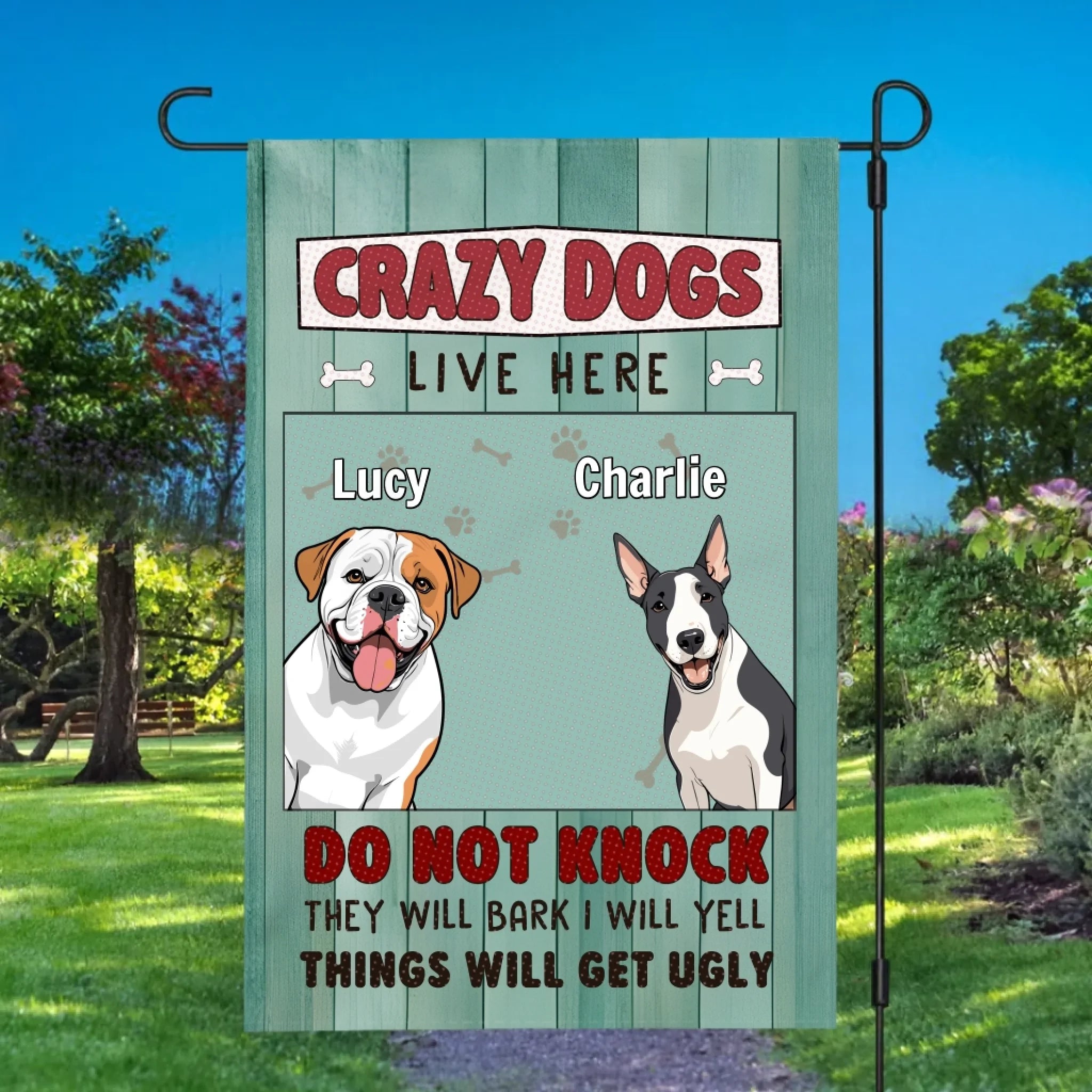 Crazy Dogs Live Here Flag – Customize Icons and Names with 89Prints