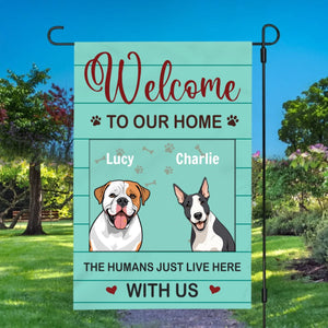Welcome to Our Home Dog Flag – Custom Names & Icons by 89Prints
