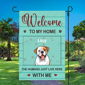 Welcome to Our Home Dog Flag – Custom Names & Icons by 89Prints