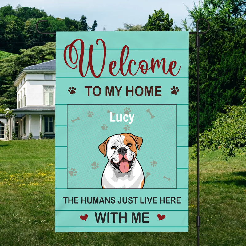 Welcome to Our Home Dog Flag – Custom Names & Icons by 89Prints