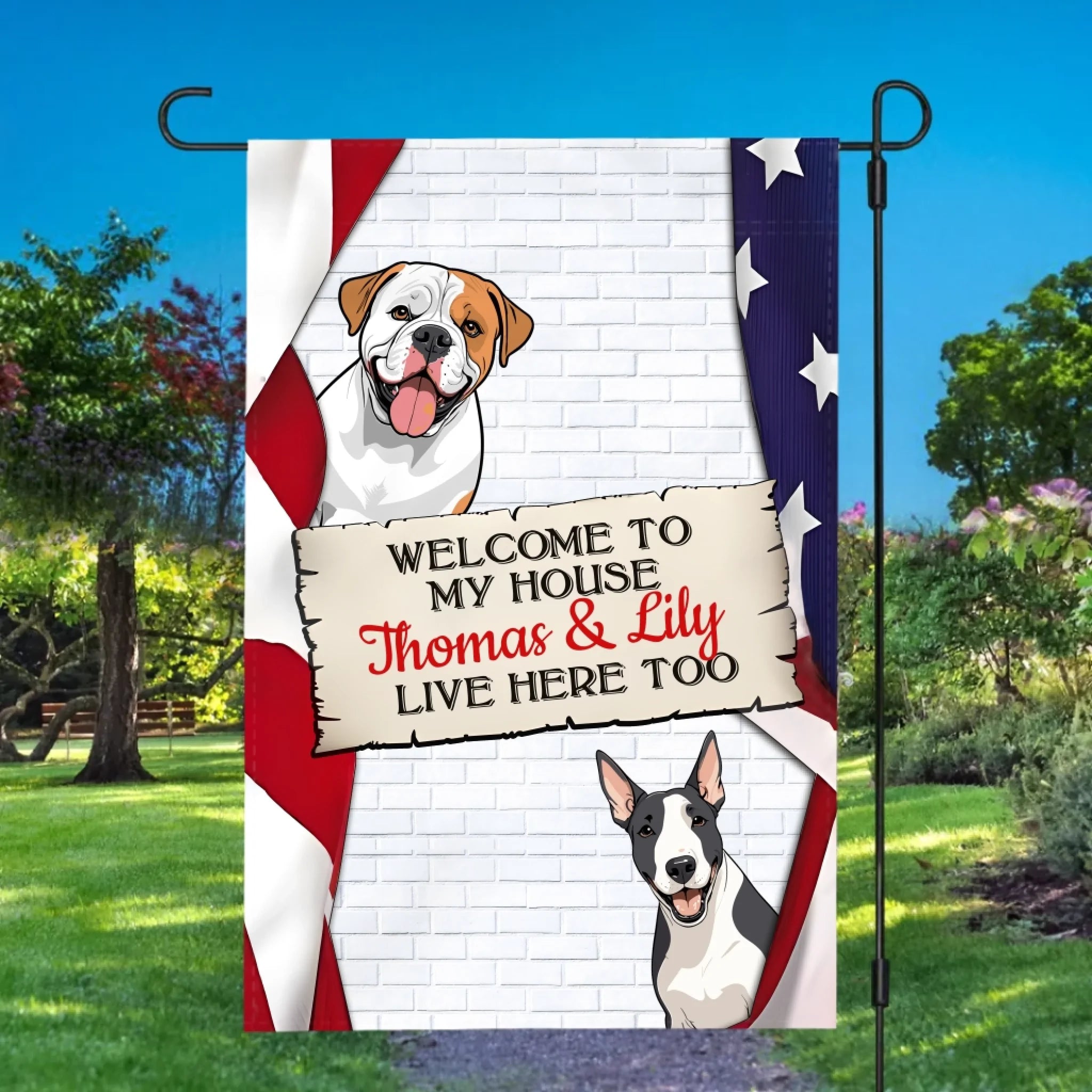 Personalized Dog Flag – Welcome Sign with Custom Dog Icons & Names | 89Prints