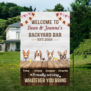 Personalized Dog Flag Backyard Bar Sign – Custom Dog Images & Names by 89Prints